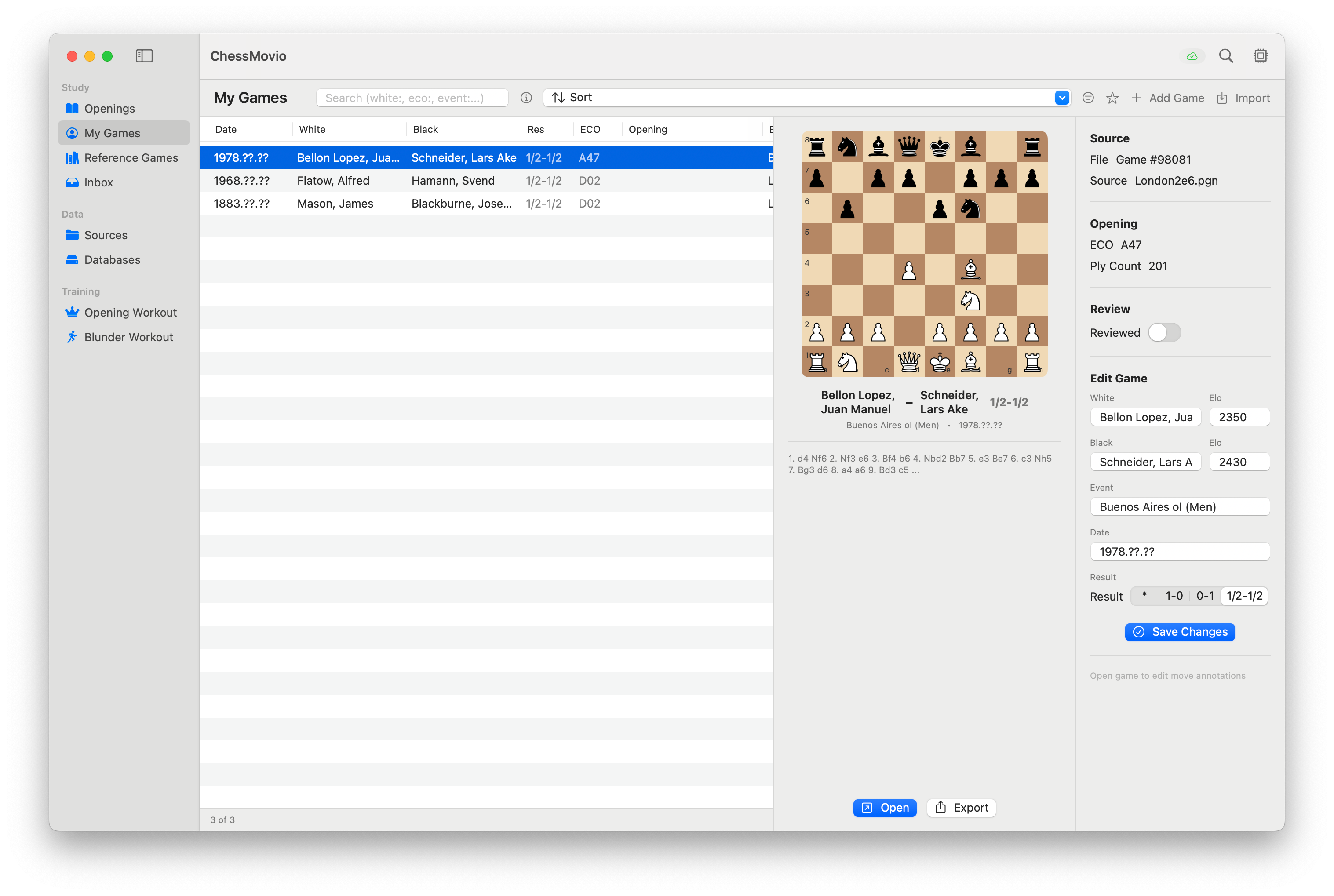 The My Games library showing a list of imported games