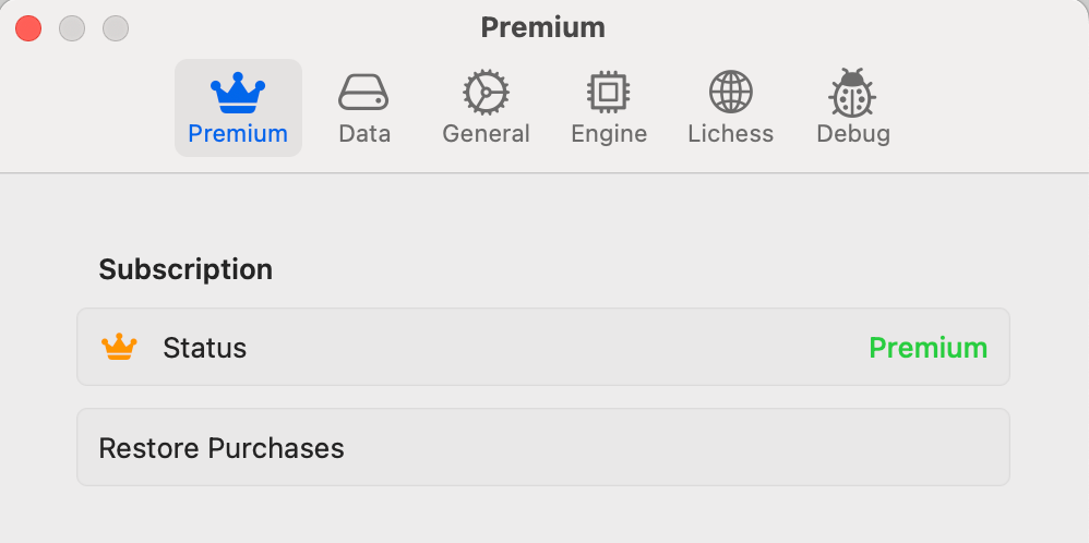 Premium store showing feature list, pricing, and purchase options
